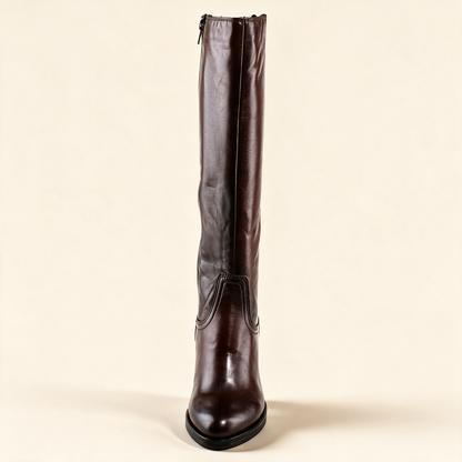 MJUS ELARA Chocolate knee-high boots, rear view 
