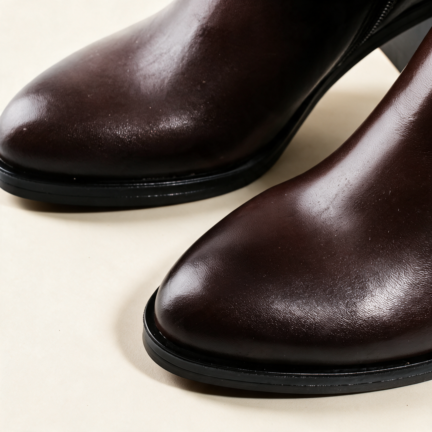 MJUS ELARA Chocolate knee-high boots, hardware and construction detail 