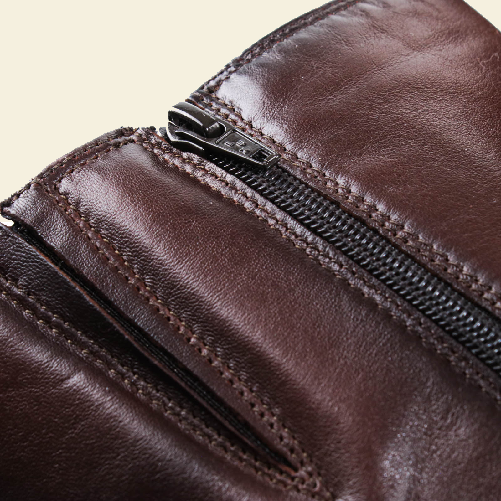 MJUS ELARA Chocolate knee-high boots, heel and sole detail 