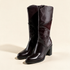 MJUS MARA Burgundy tall boots, pair three-quarter view 