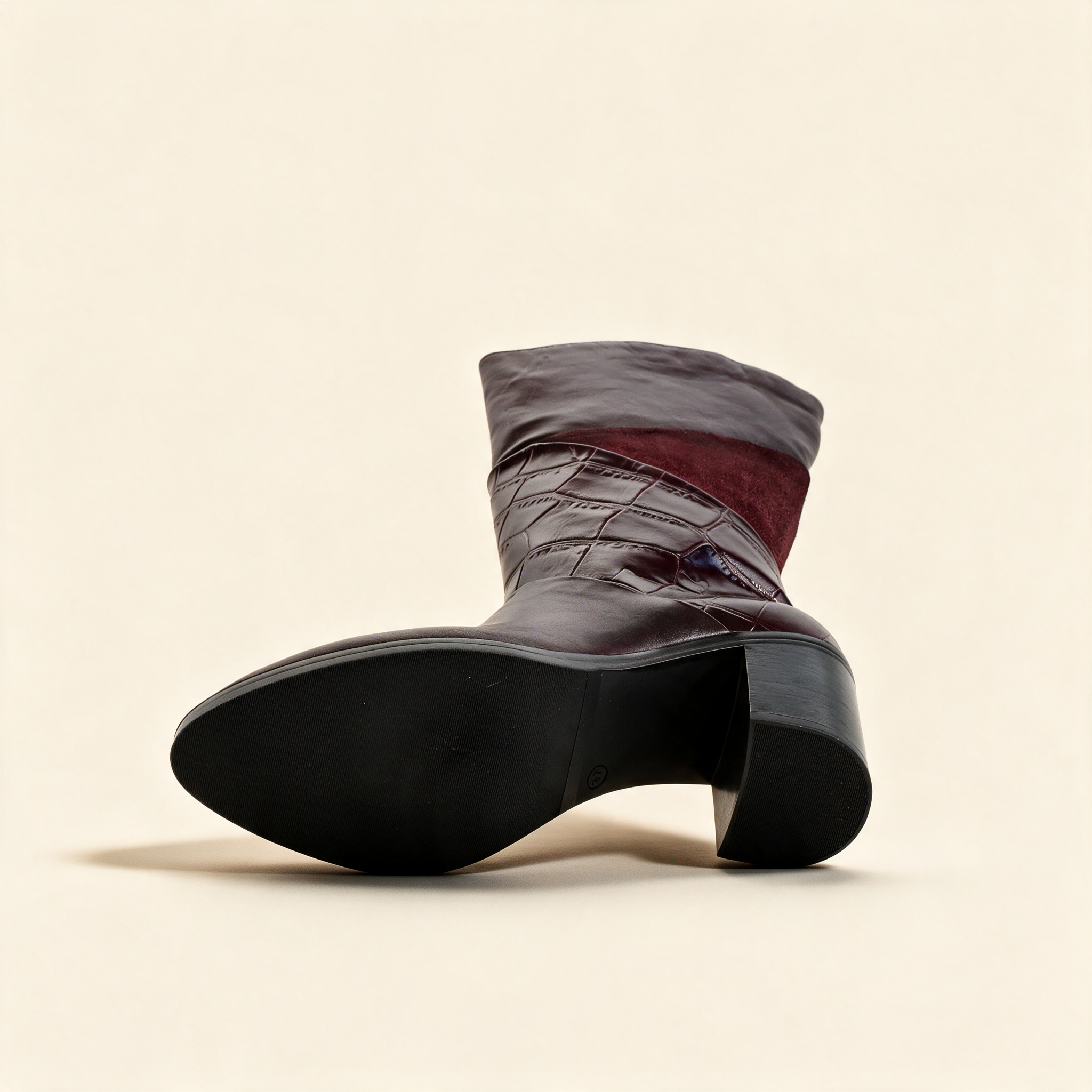 MJUS MARA Burgundy tall boots, outsole view 