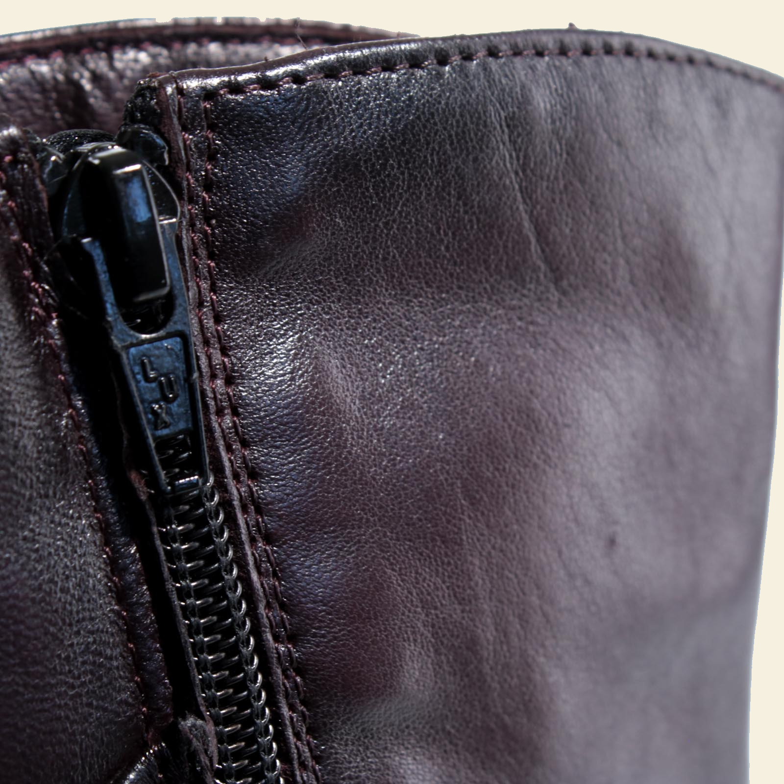 MJUS MARA Burgundy tall boots, leather and finishing detail 