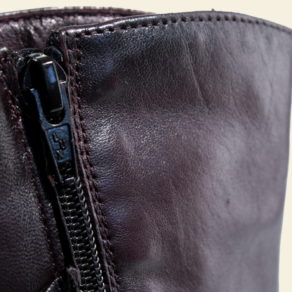 MJUS MARA Burgundy tall boots, leather and finishing detail 