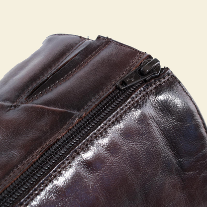 MJUS MARA Chocolate tall boots, hardware and construction detail 