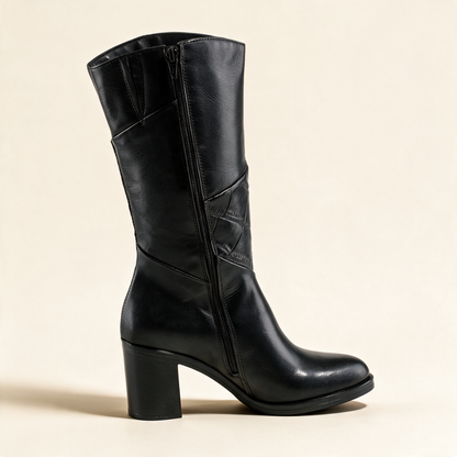MJUS MARA Black tall boots, front view 