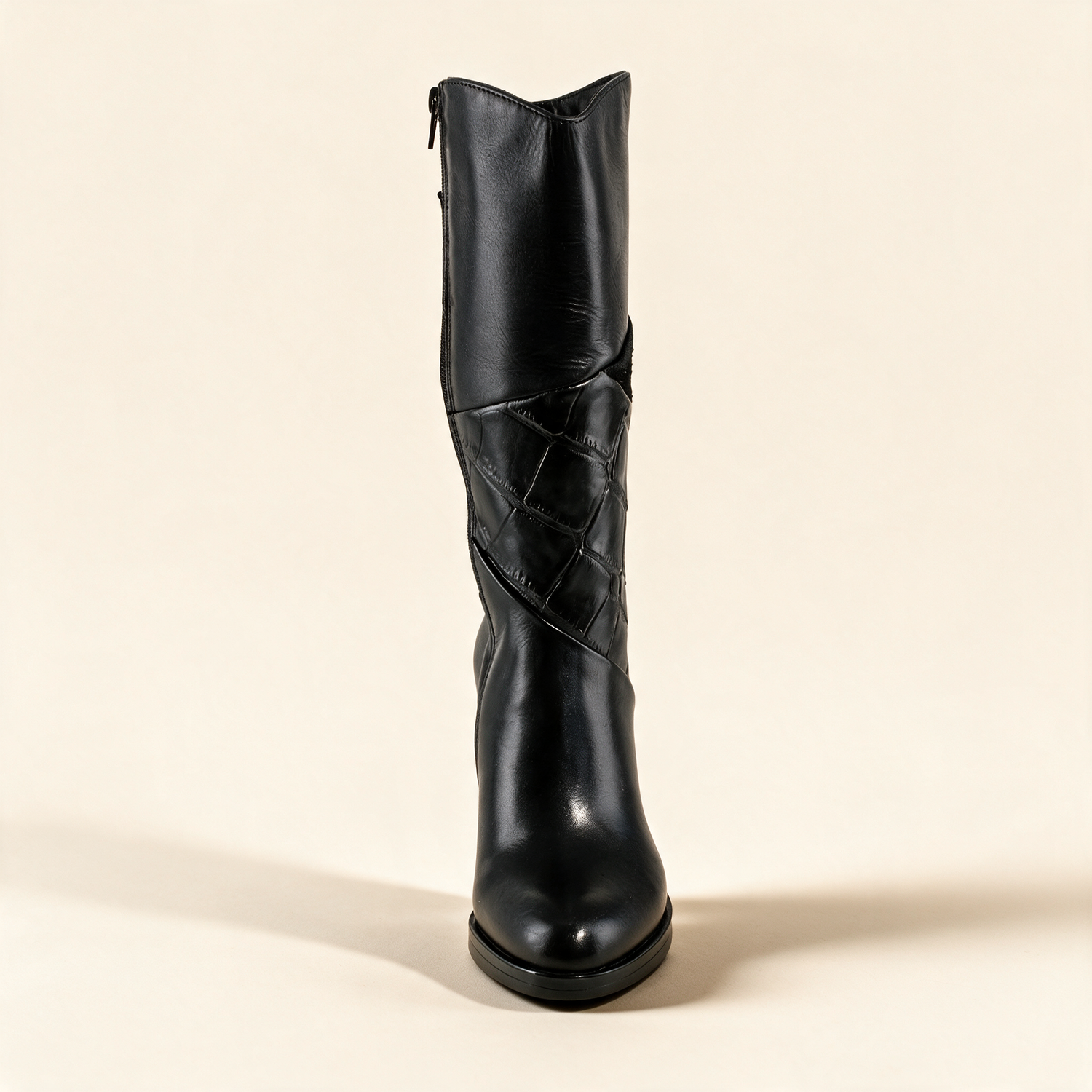 MJUS MARA Black tall boots, rear view 