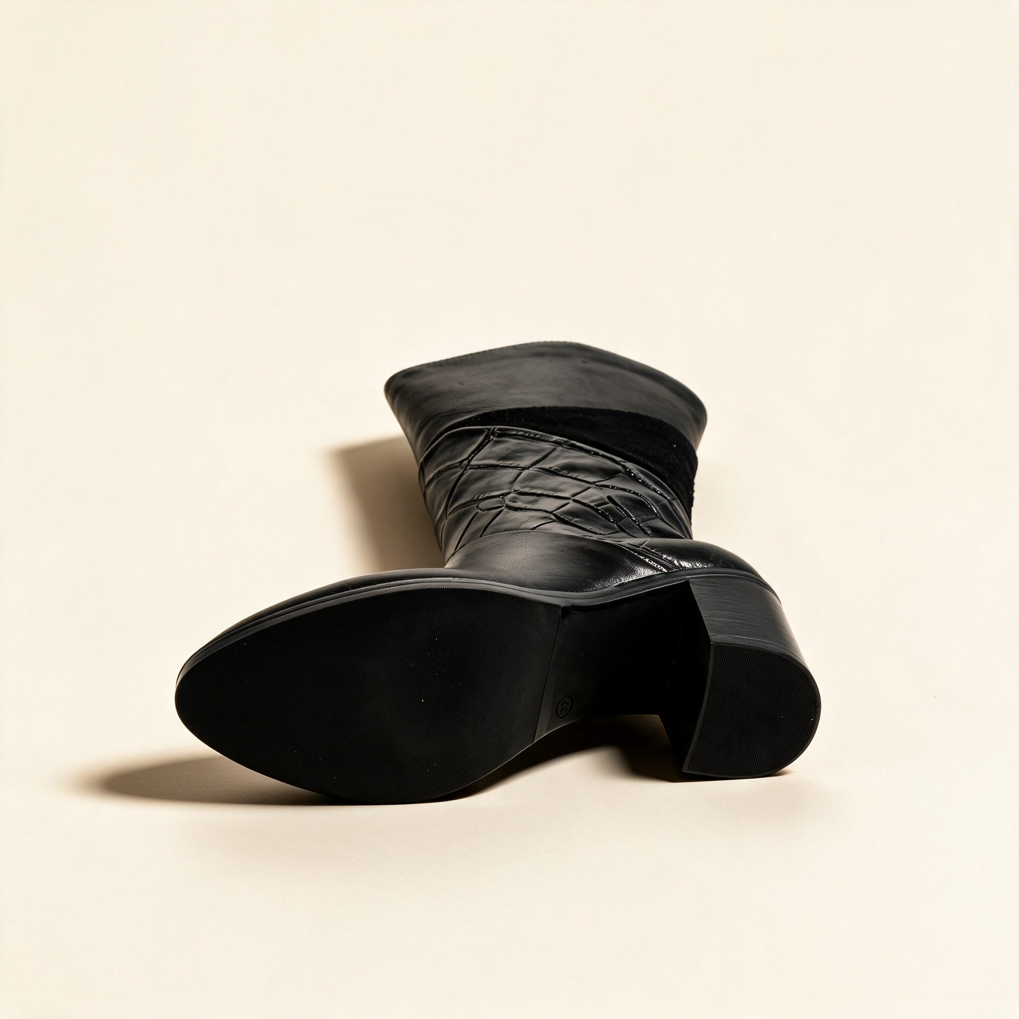 MJUS MARA Black tall boots, outsole view 
