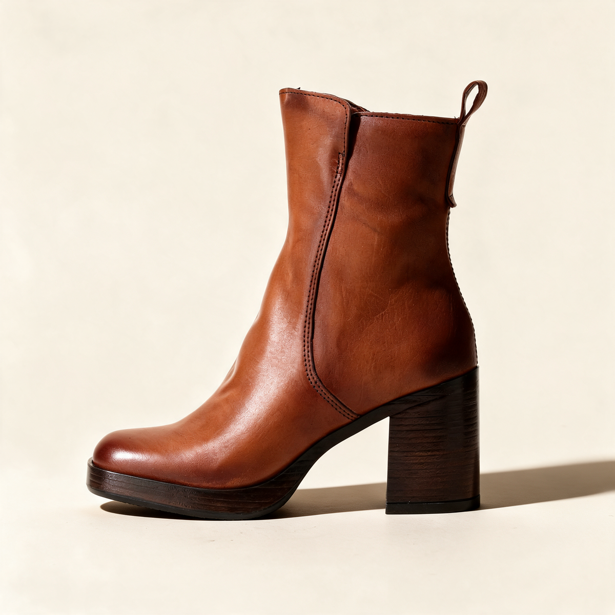 MJUS MADDALENA Cognac ankle boots, outer side profile 
