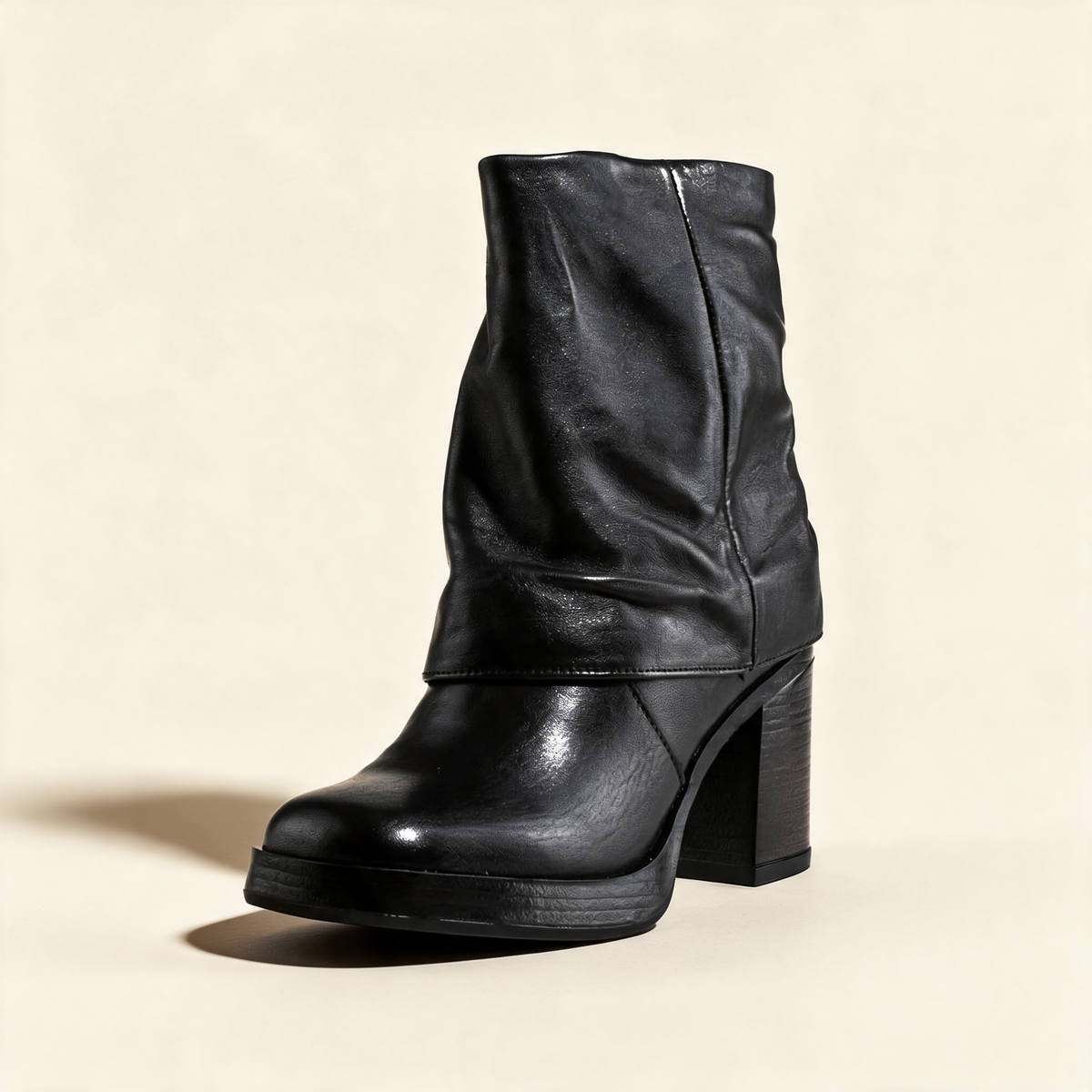 MJUS MICAELA Black mid-calf boots, single three-quarter view 