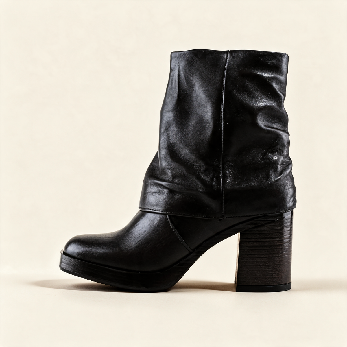 MJUS MICAELA Black mid-calf boots, outer side profile 