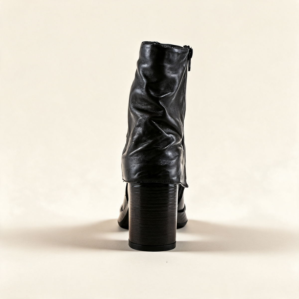 MJUS MICAELA Black mid-calf boots, rear view 