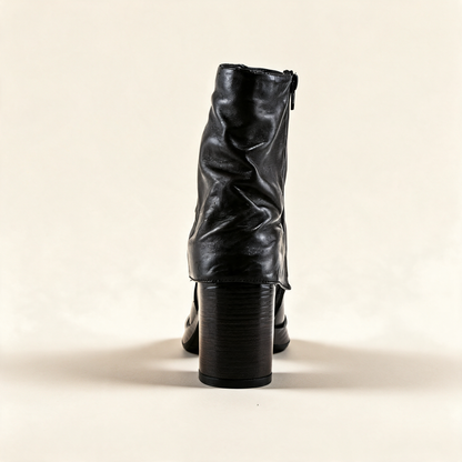 MJUS MICAELA Black mid-calf boots, rear view 