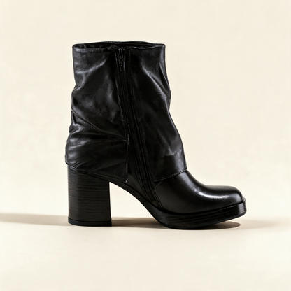 MJUS MICAELA Black mid-calf boots, inner side with zipper 