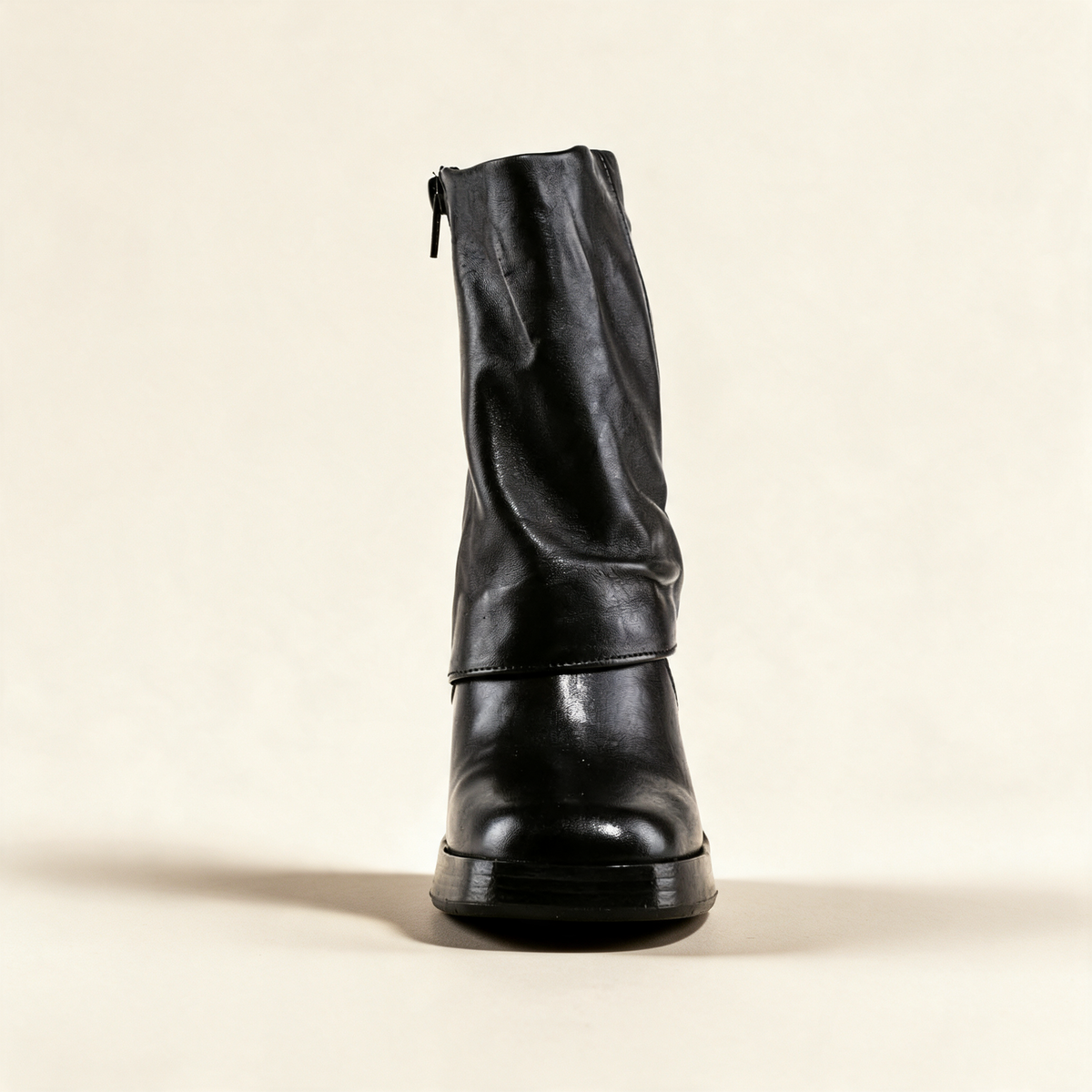 MJUS MICAELA Black mid-calf boots, front view 