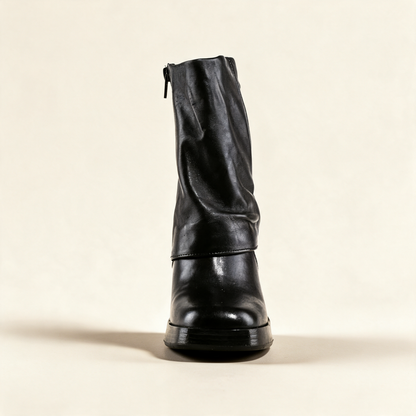 MJUS MICAELA Black mid-calf boots, front view 