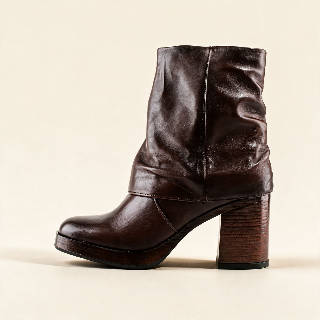 MJUS MICAELA Chocolate mid-calf boots, outer side profile 