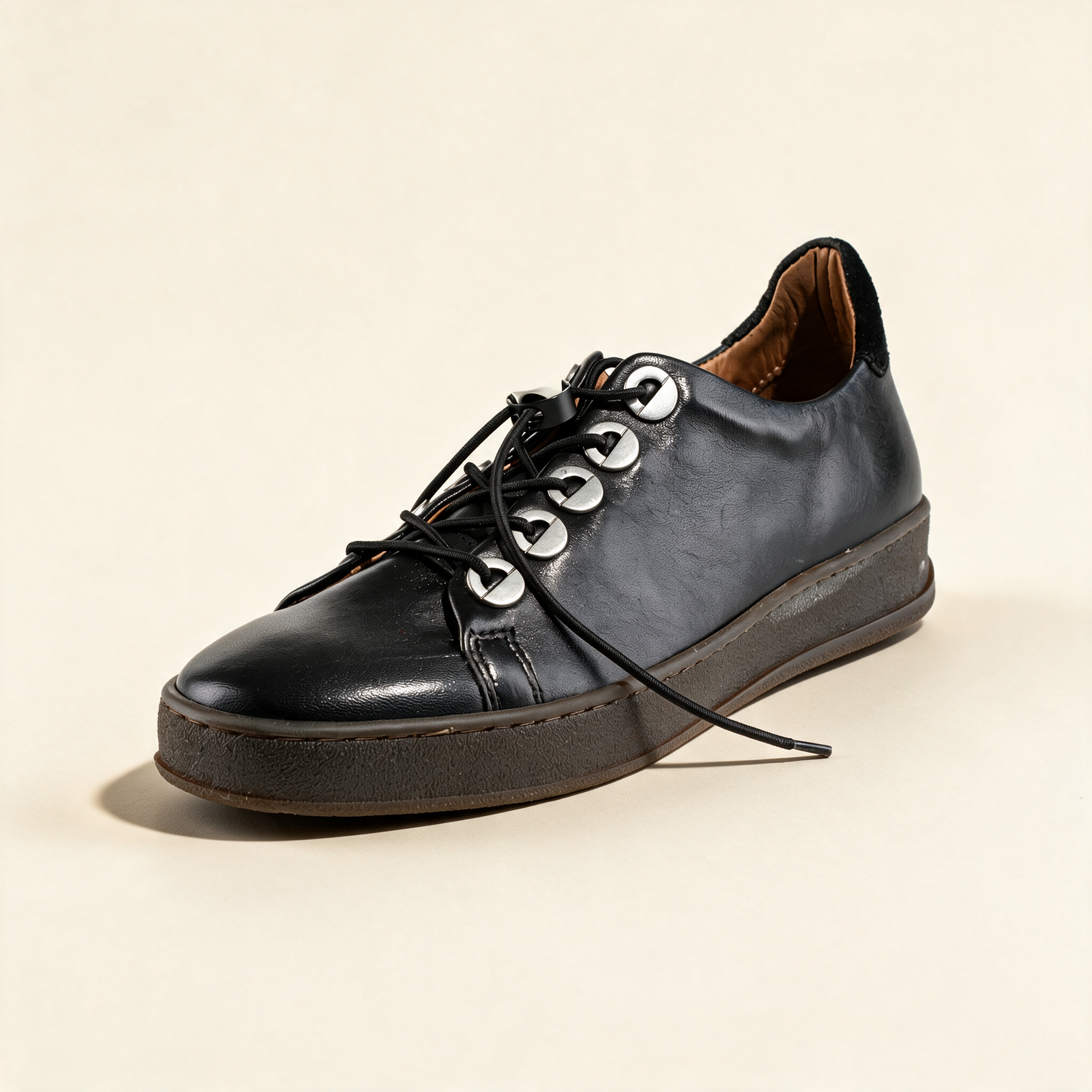 MJUS CETA Black sneakers, single three-quarter view 