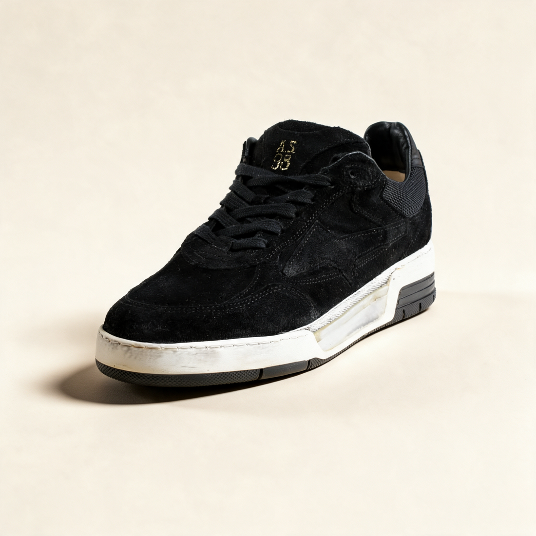 A.S.98 CALLUM Black sneakers, single three-quarter view 