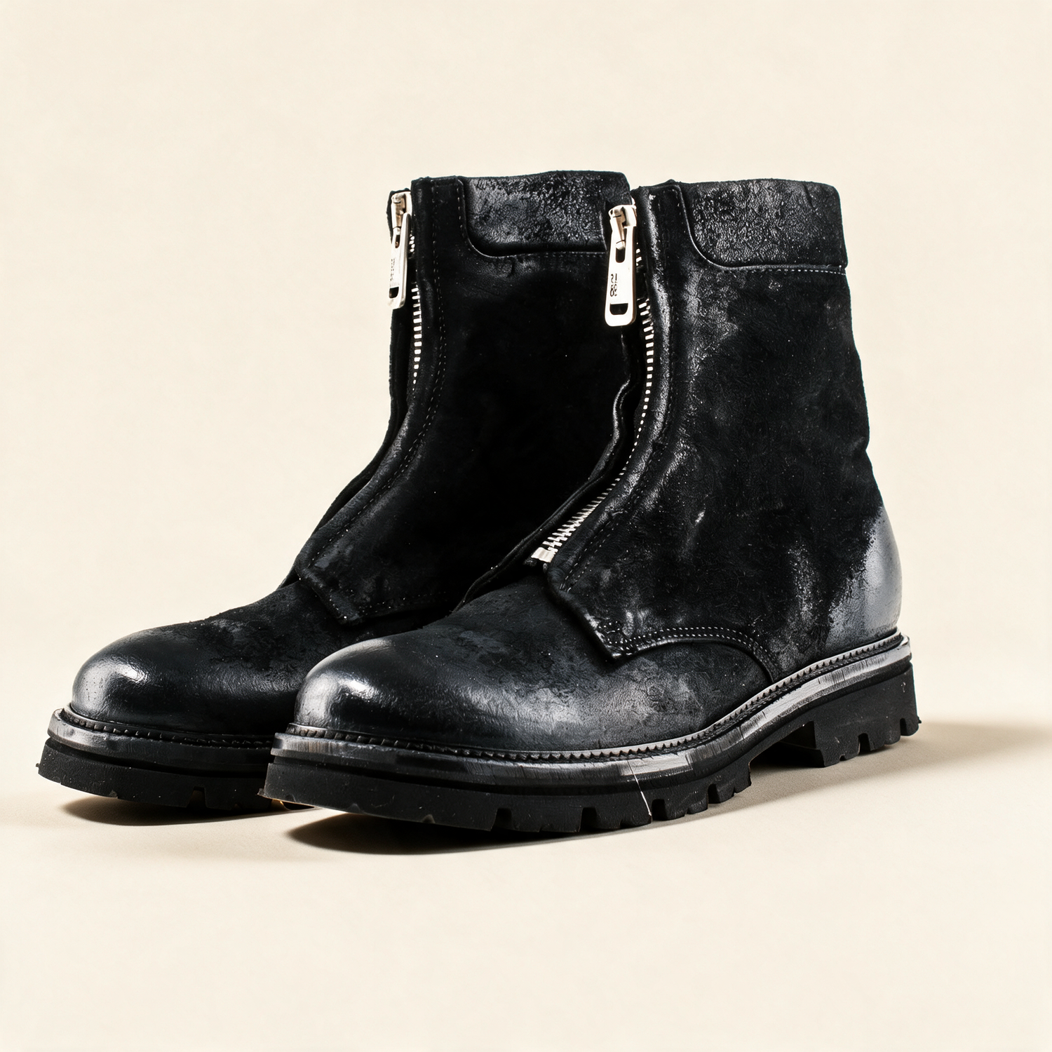 A.S.98 ORION Black ankle boots, pair three-quarter view 