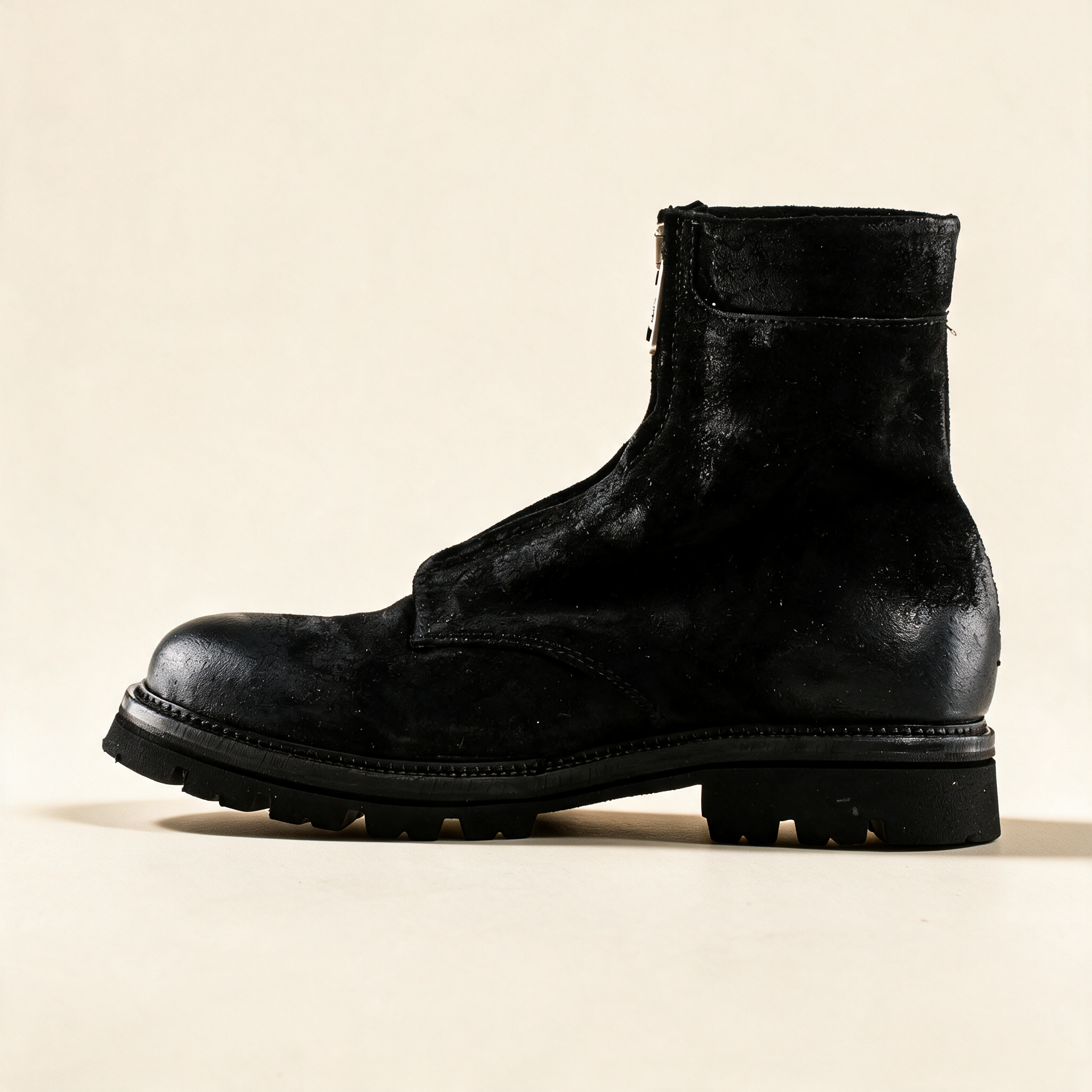 A.S.98 ORION Black ankle boots, front view 