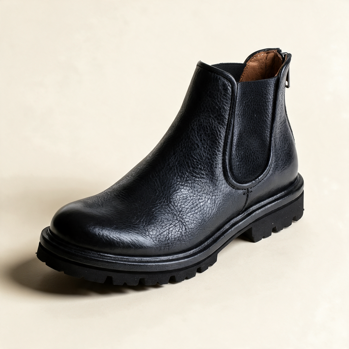 A.S.98 HENDRICK Black Chelsea boots, single three-quarter view 