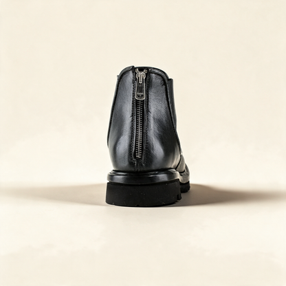 A.S.98 HENDRICK Black Chelsea boots, rear view with back zip 