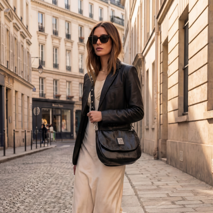 A.S.98 Brigitte leather crossbody bag with curved flap design Winter 26 