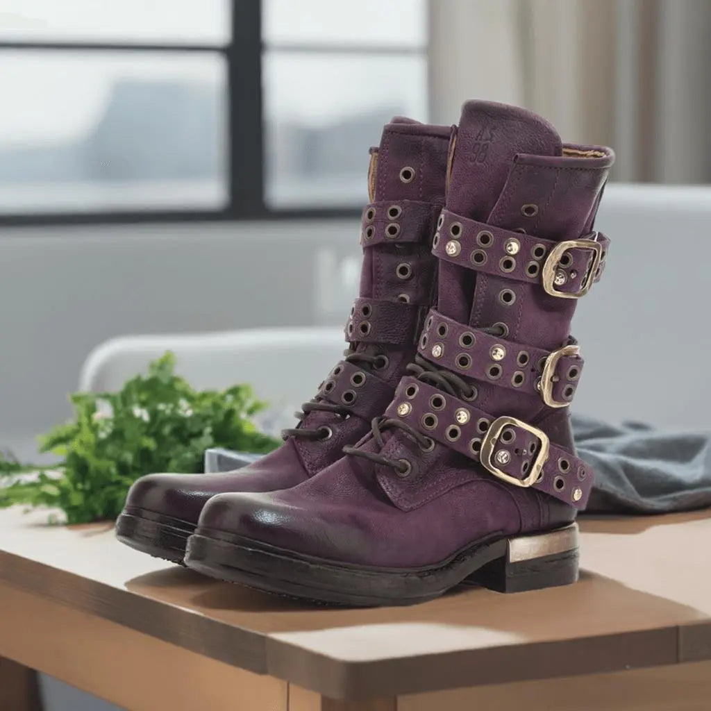 Purple patent leather boots hotsell