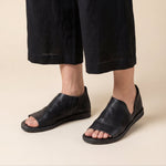 A.S.98 VELO black Italian leather open-toe slip-on sandal #color_black
